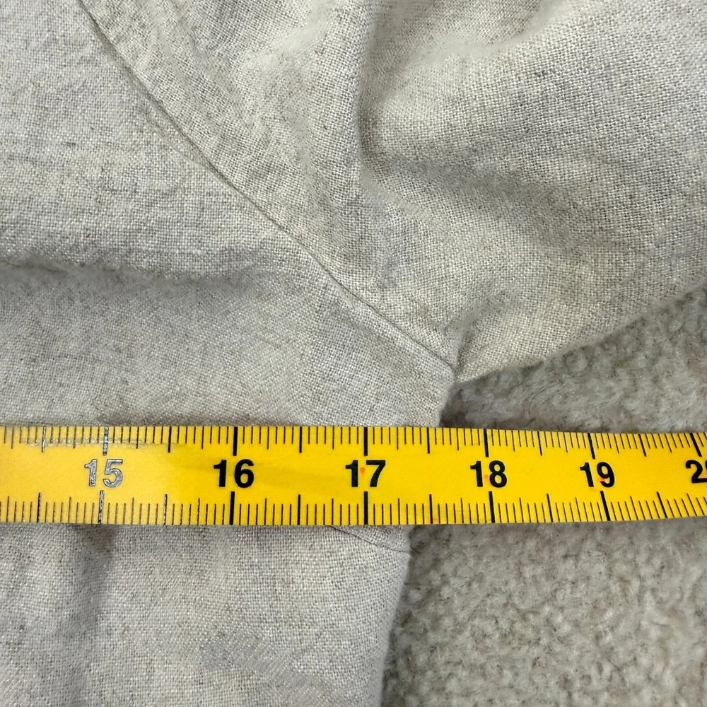 Abercrombie & Fitch Crop Top Womens M Beige Linen Blend Front Tie Puff Sleeve
